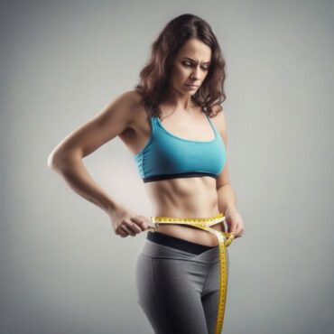 Woman measuring her waistline