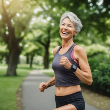 Woman exercising outdoors with a smile