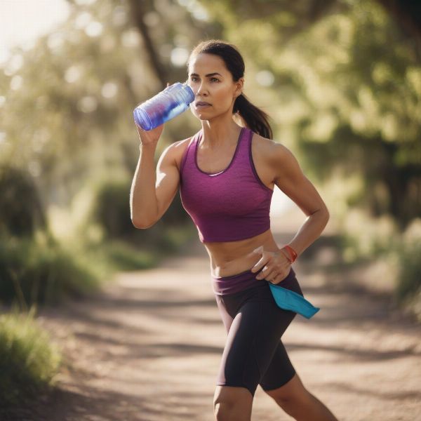 Woman Walking with Water Bottle